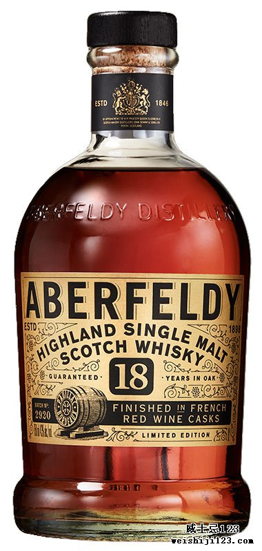#10 • Aberfeldy 18 year old French Red Wine Cask-Finished (Batch 2920) #10 • 艾柏迪 18Year Old的法国红酒桶陈化（第2920批）  2020年威士忌倡导家排名第10名 Whisky of the Year 2020