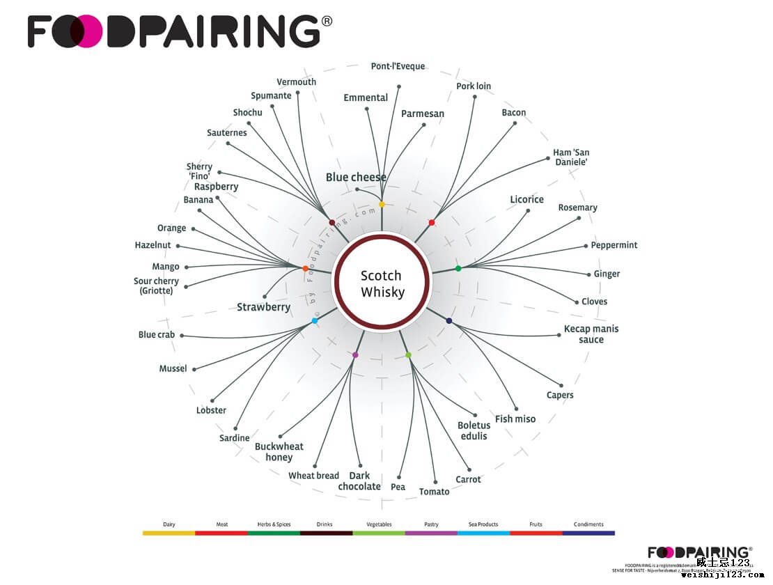 苏格兰威士忌的食物配对树