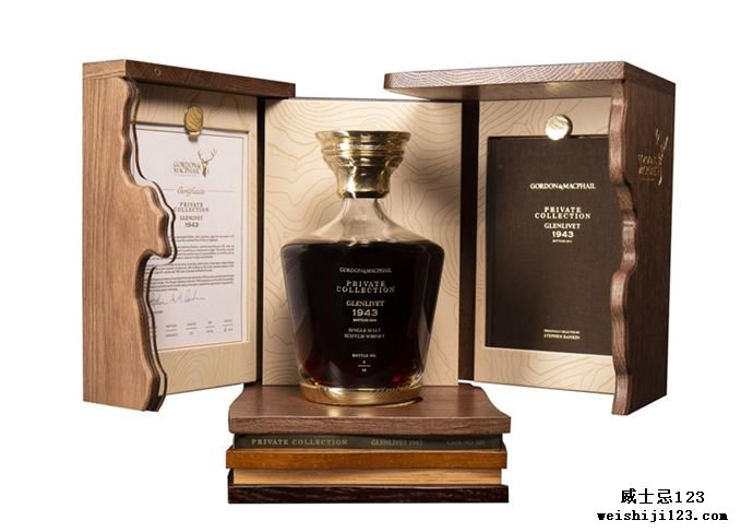 Glenlivet 70年历史的私人收藏1943年，带展示柜证书