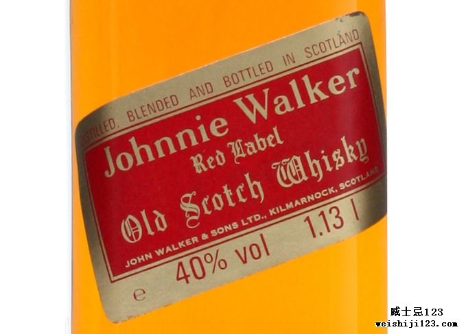 尊尼获加（Johnnie Walker）红色标签，1980年代包装