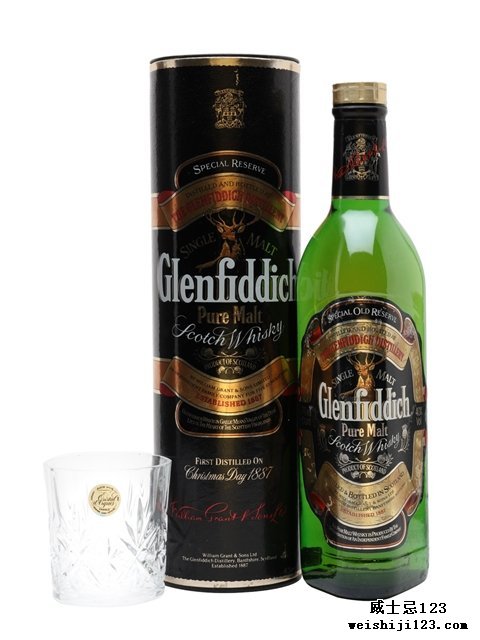  Glenfiddich Pure Malt With Crystal GlassSpecial Reserve Bot.1990s