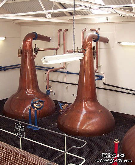 Benrinnes酿酒厂的低酒蒸馏器。