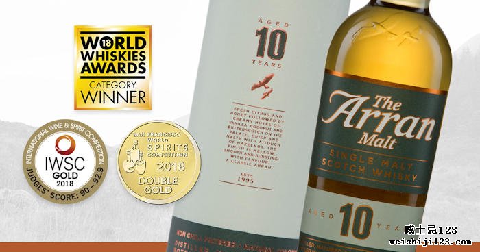 Arran岛酿酒厂在国际比赛中获得四项最高奖项：2018 年 8 月 20 日