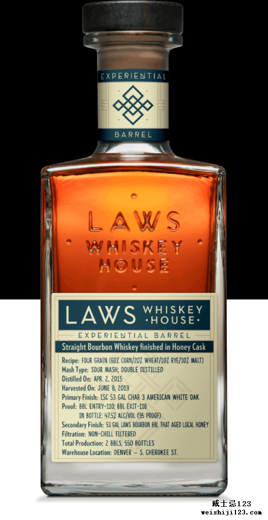 Laws Limited Release - Straight Wheat Whiskey finished in Honey Casks