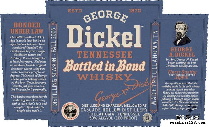 George Dickel 保税标签中