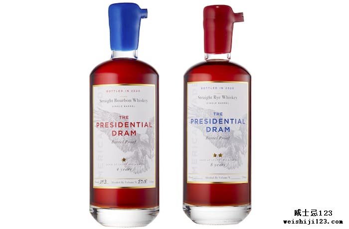 总统德拉姆单桶黑麦和单桶波本威士忌 Presidential Dram Single Barrel Rye and Single Barrel Bourbon