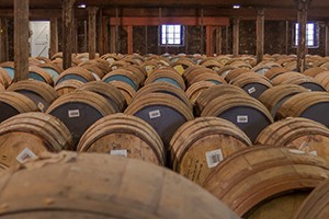 2010 年 5 月，在格兰利威酒厂的仓库中陈酿的威士忌酒桶。照片 ©2010 马克·吉莱斯皮 (Mark Gillespie)。