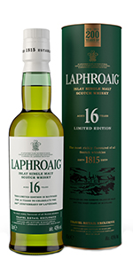 拉弗格 16 艾莱岛单一麦芽苏格兰威士忌。 图片由 Laphroaig/Beam Suntory 提供。