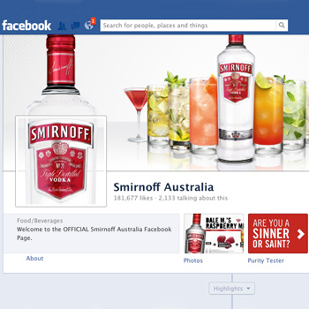 在 Smirnoff 的 Facebook 页面上做广告