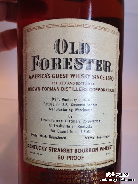 Old Forester Kentucky Straight Bourbon Whiskey