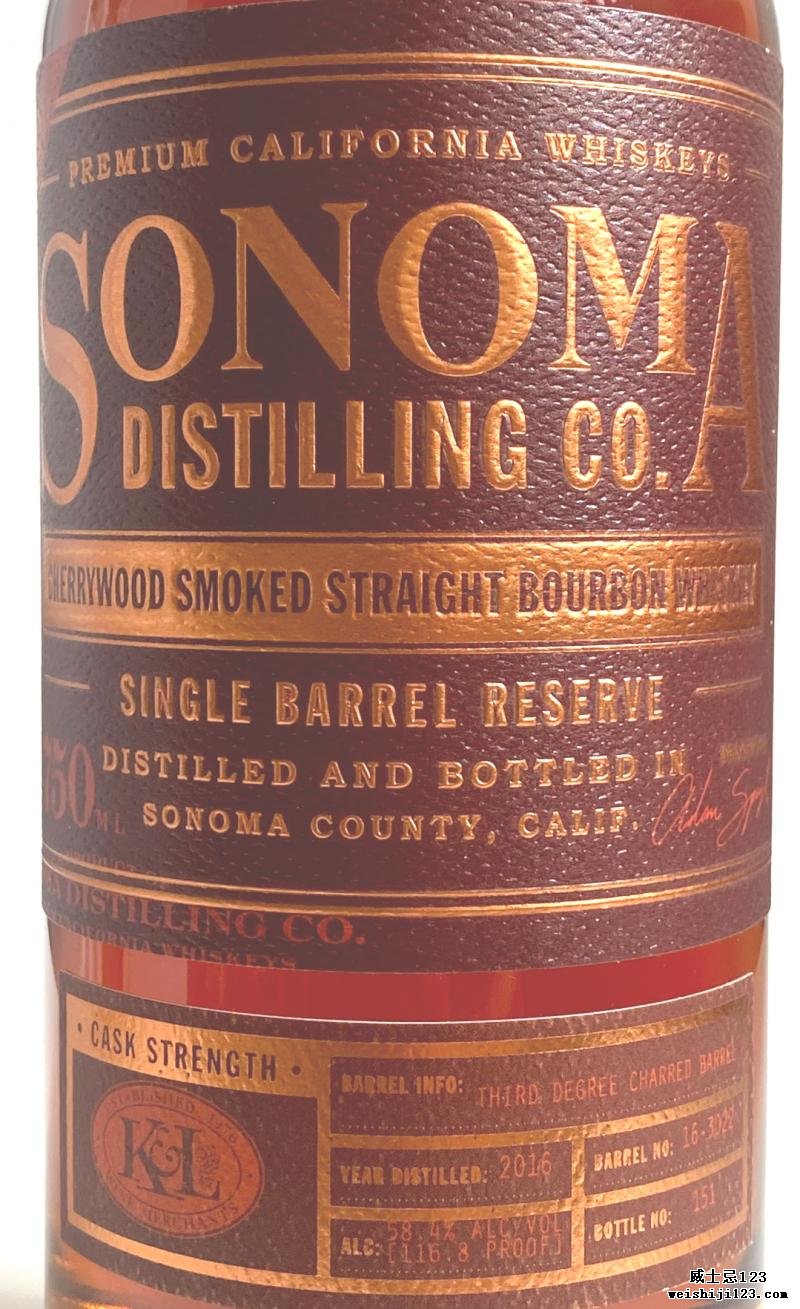 Sonoma County Cherrywood smoked Straight Bourbon Whiskey
