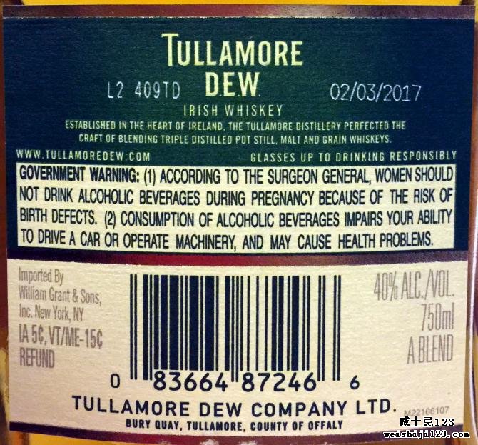 Tullamore Dew Finest Old Irish Whiskey