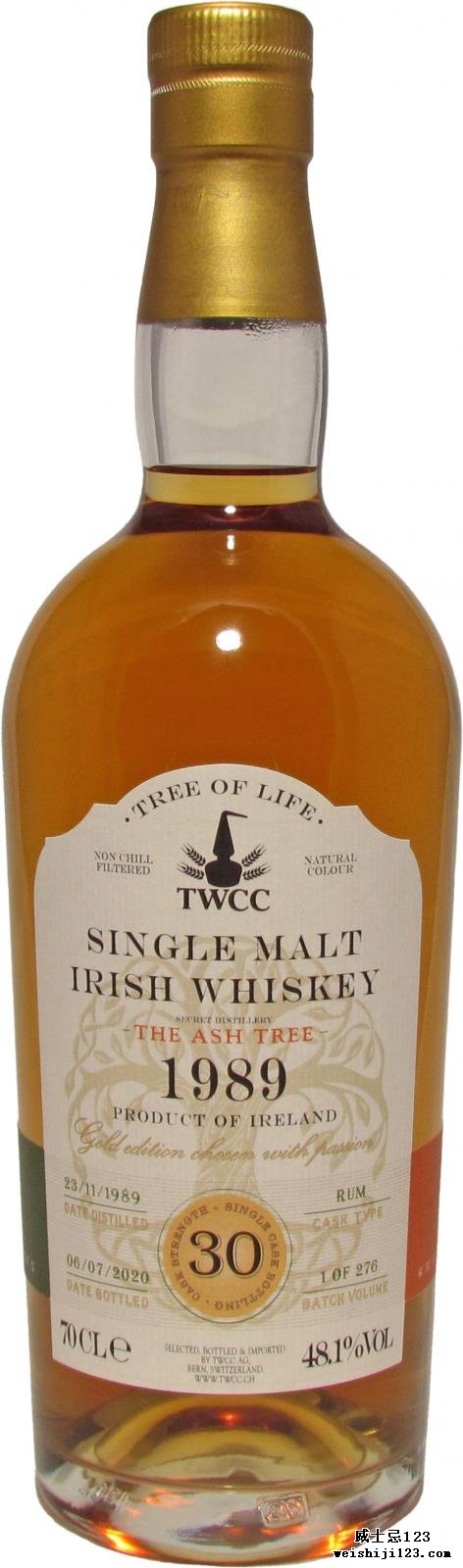 Single Malt Irish Whiskey 1989 - The Ash Tree TWCC