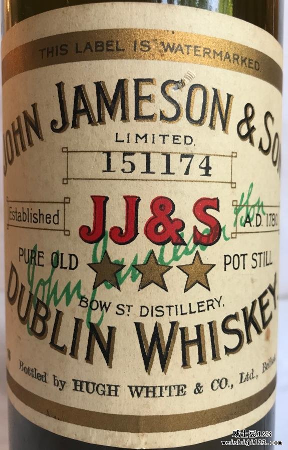 John Jameson & Son 3 Star Dublin Whiskey