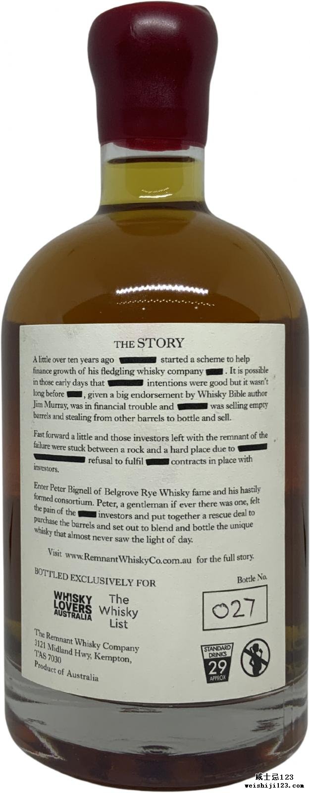 Tasmanian Single Malt The Vaccine TRWC