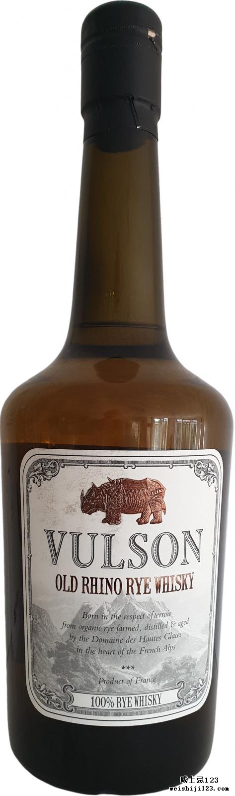 Vulson Old Rhino Rye Whisky
