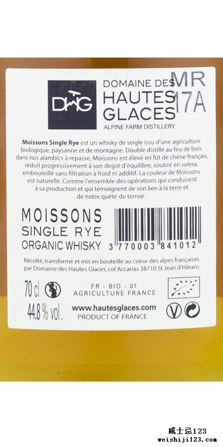 Domaine des Hautes Glaces Moissons - Single Rye