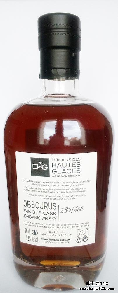 Domaine des Hautes Glaces 2012 - Obscurus - Single Rye