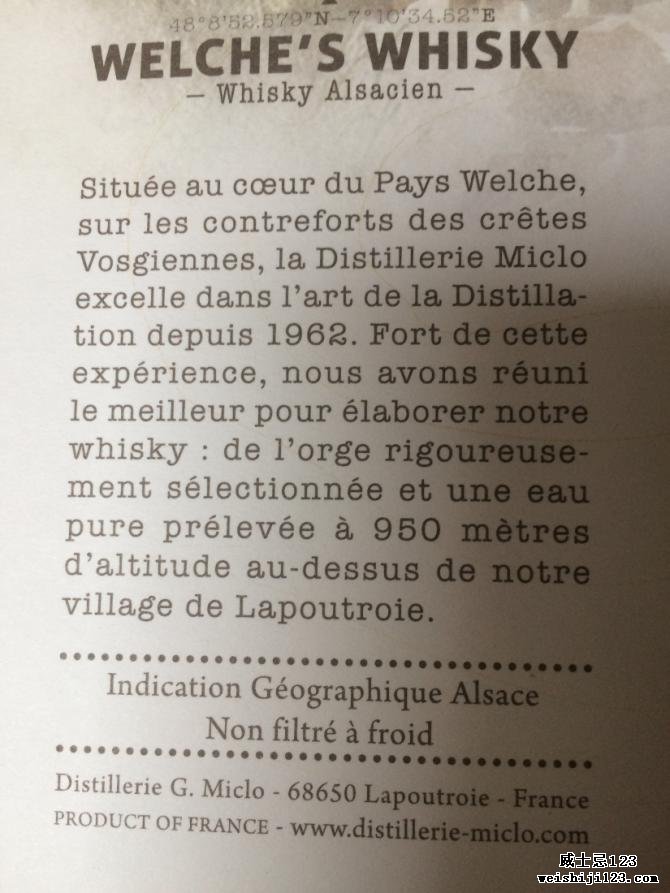 Welche's Whisky Single Malt - Tourbé