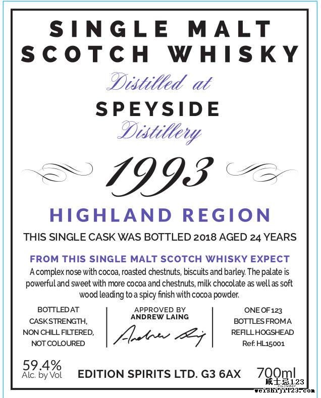 Speyside Distillery 1993 ED