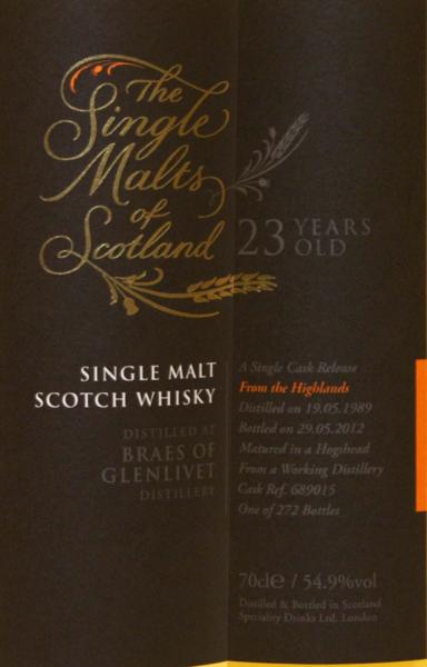 Braes of Glenlivet 1989 SMS