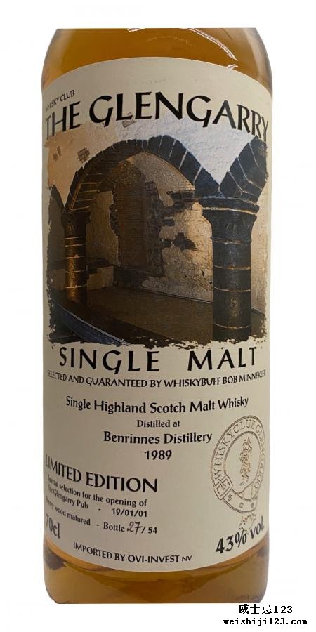 Benrinnes 1989 sv The Glengarry whisky club