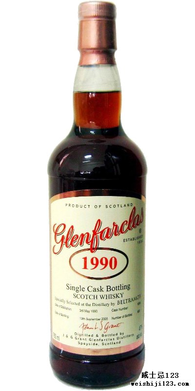 Glenfarclas 1990 Single Cask Bottling for Beltramos_威士忌123 - 中国威士忌爱好者资料网站