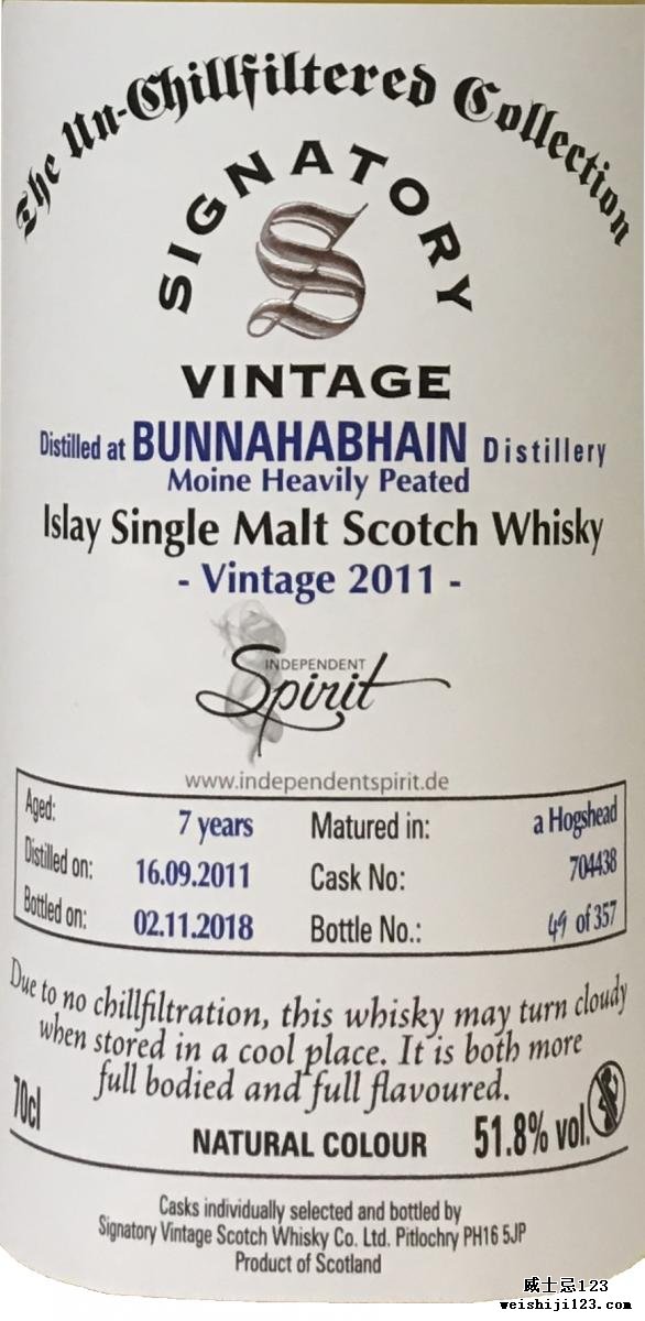 Bunnahabhain 2011 SV Moine