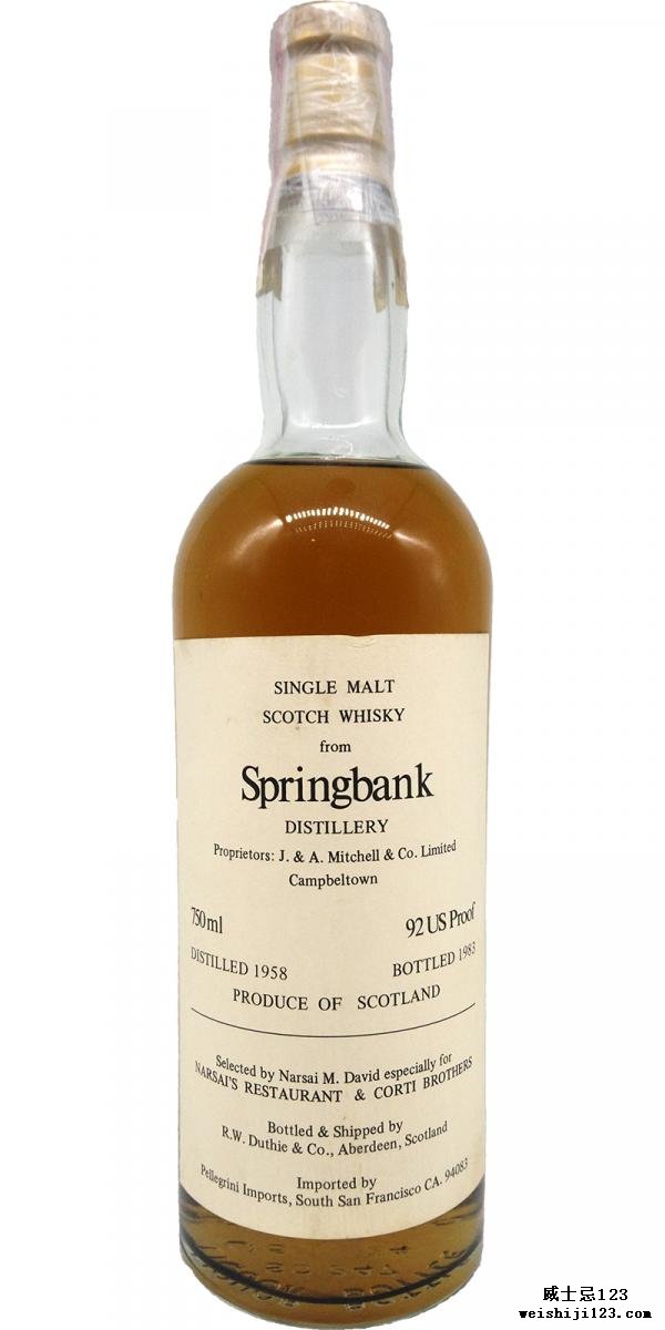 Springbank 1958 RWD