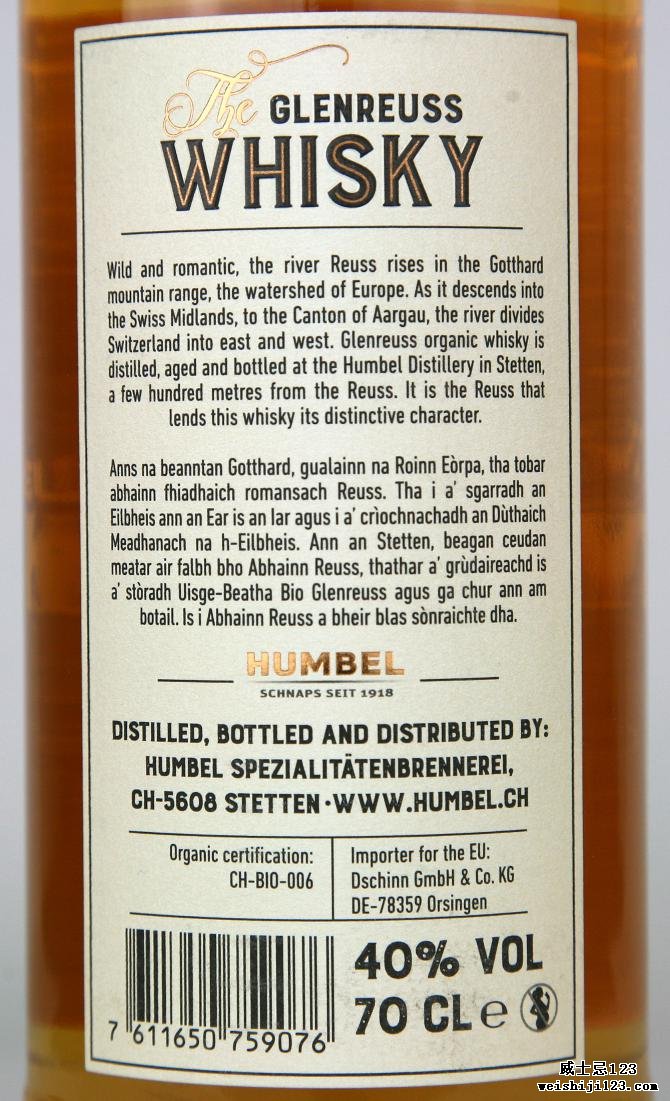 Humbel Distillery The Glenreuss Bio Whisky