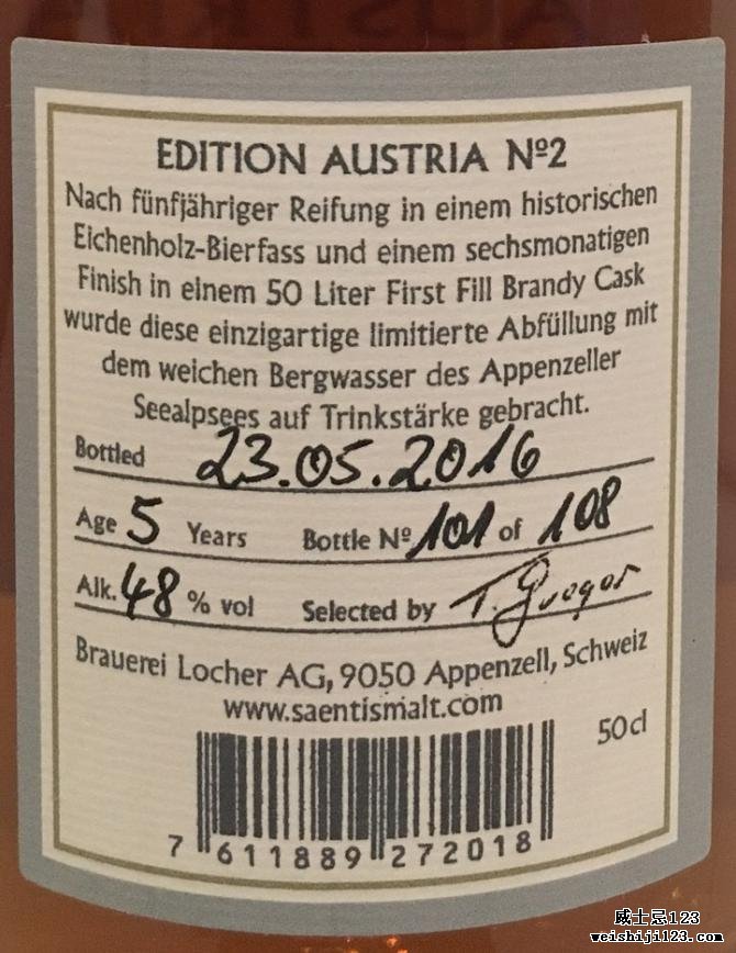 Säntis Malt Whisky Edition Austria N° 2
